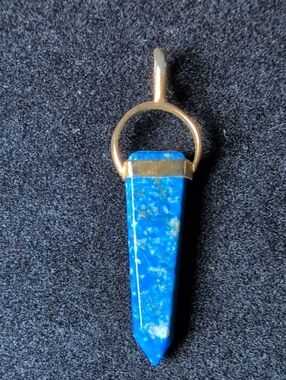 Blue Lapis Lazuli Point Pendant Sterling Silver Gold Plated
